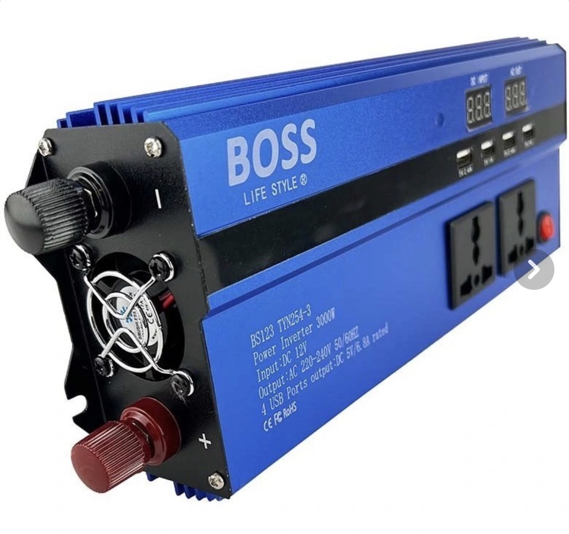 اینورتر شبه سینوس اصلاح شده (مبدل برق خودرو) 3000 وات BOSS مدل BS123TYN254-3 اورجینال