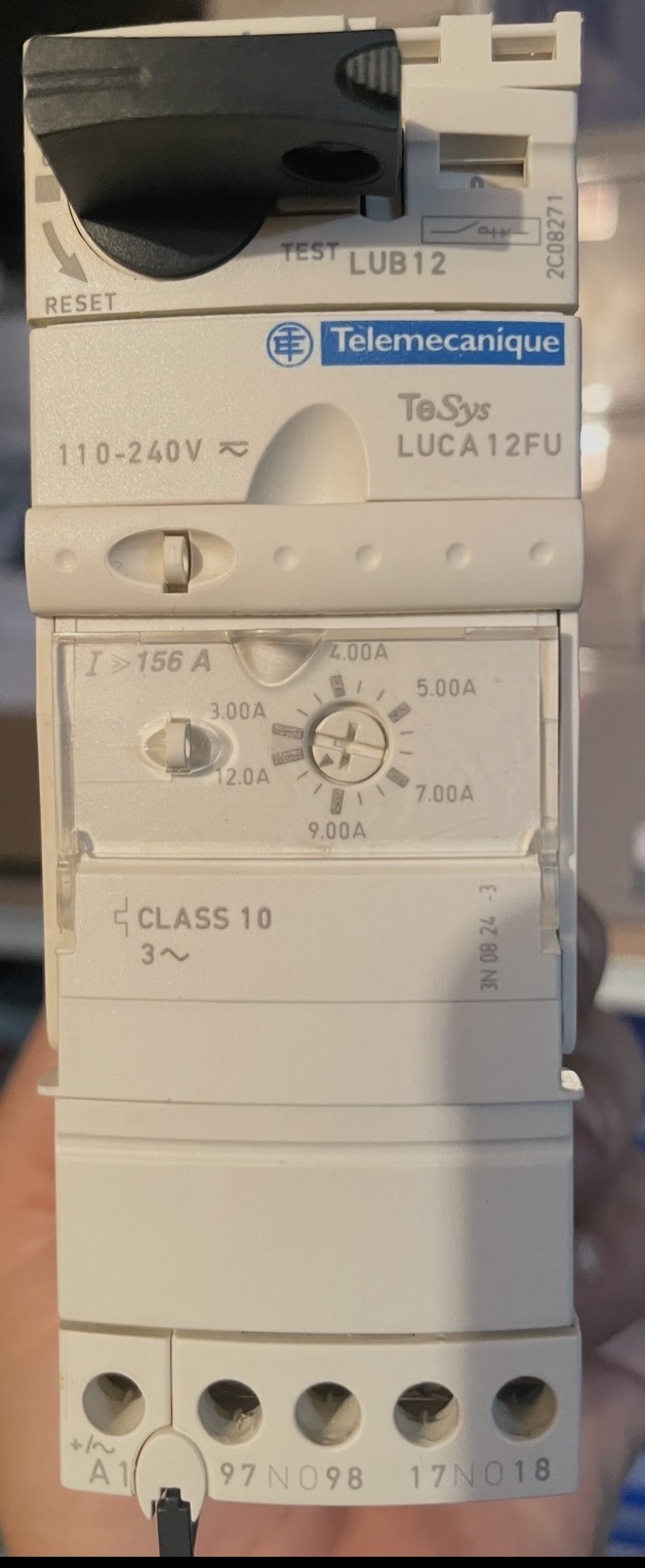 کنترلر موتور(کنتاکتور کلید حرارتی بی متال) مجموع Telemecanigue Tesys LUCA12FU/110V-240VAC-DC/3A-12A