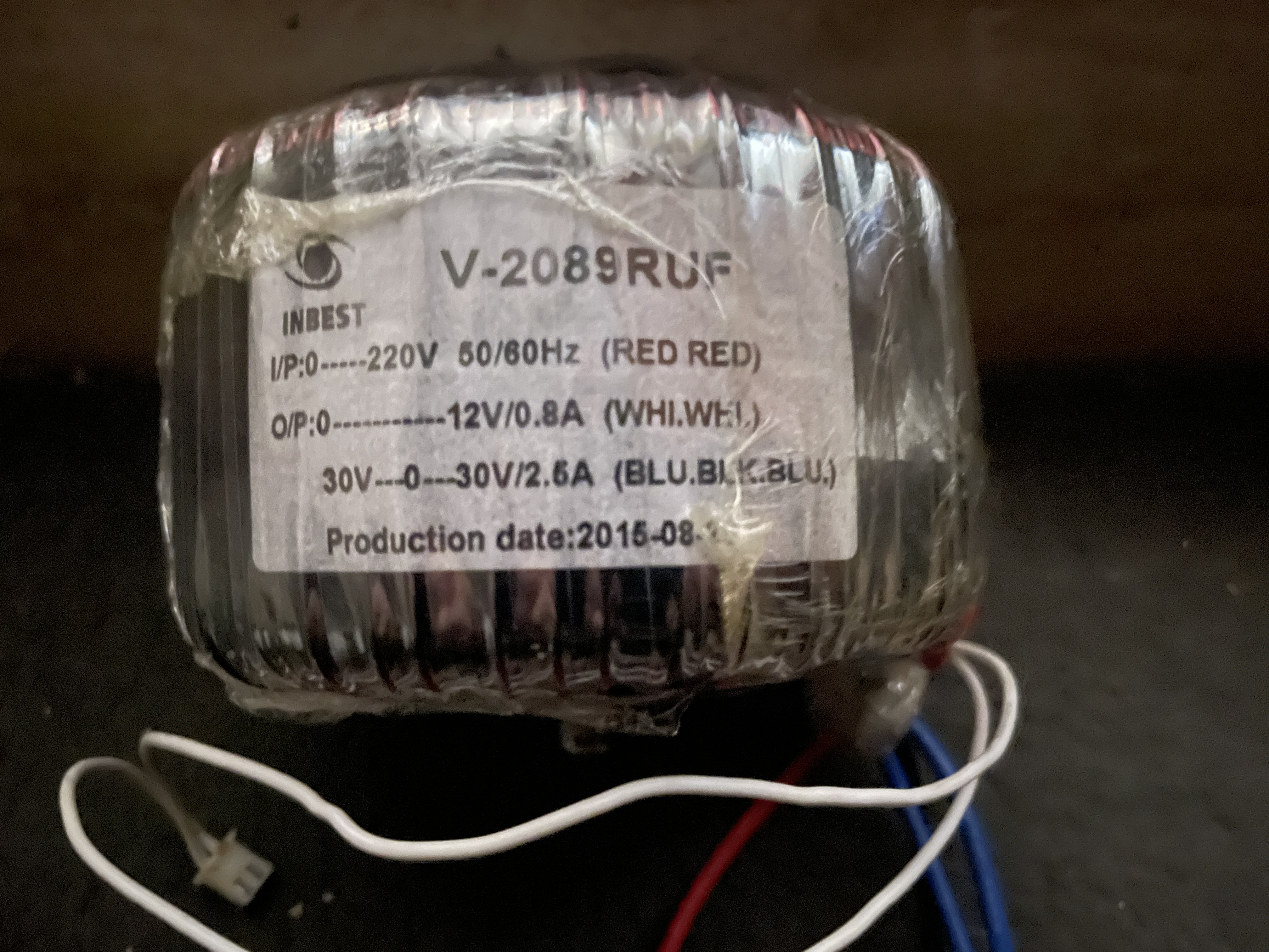 ترانس اکتیو حلقوی (V-2089RUF (220VAC-30vac-0-30vac-2.6A/12vac-0.8A