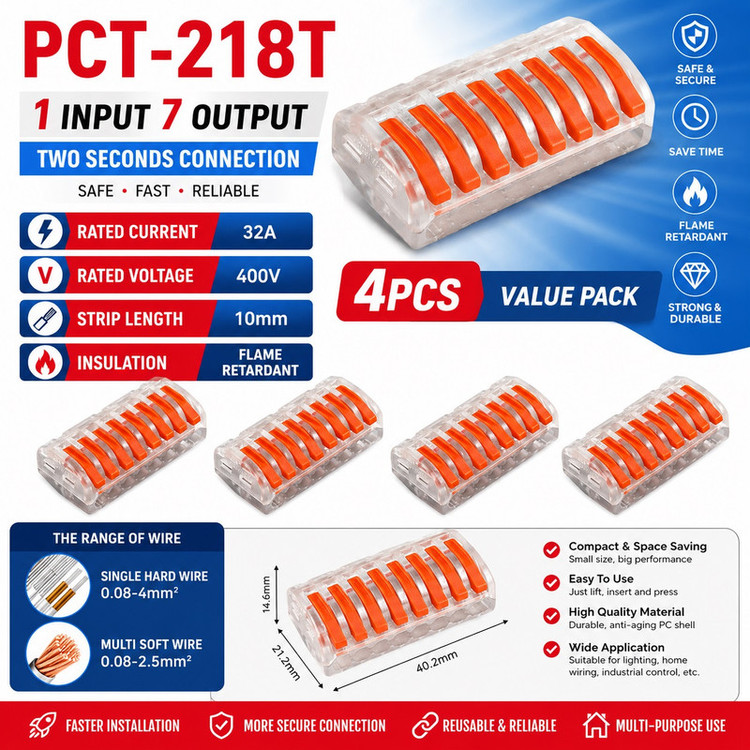 ترمینال اهرمی مدل PCT-218 بسته 4 عددی