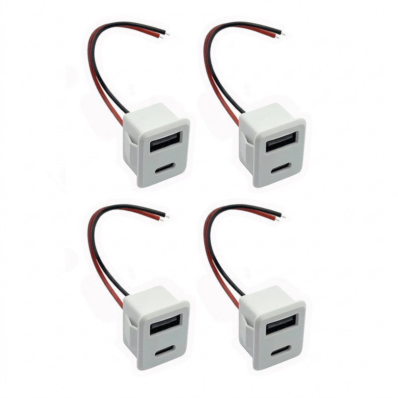 کانکتور مادگی پنلی مدل USB-A و TYPE-C بسته 4 عددی