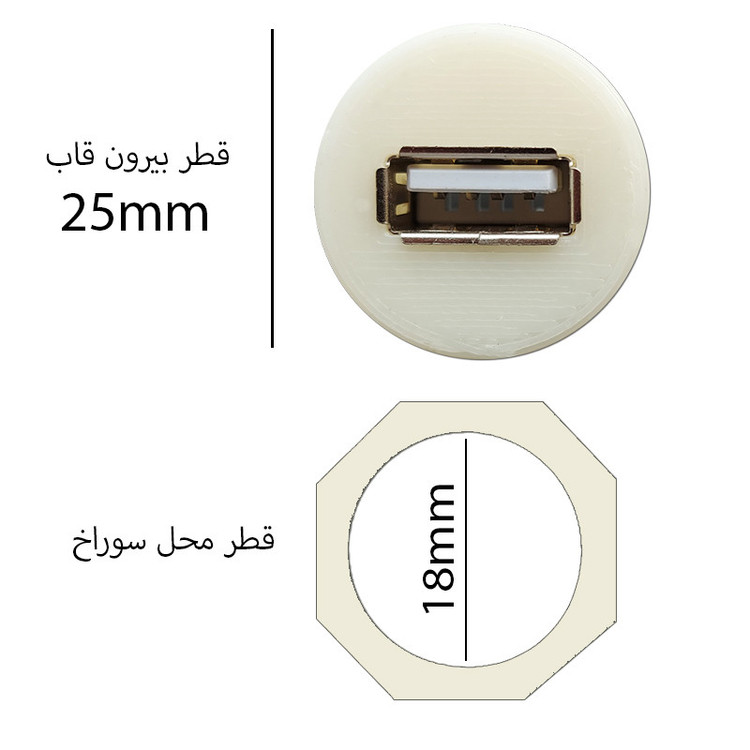 قاب روپنلی مادگی USB-A female مدل UPanel بسته دو عددی