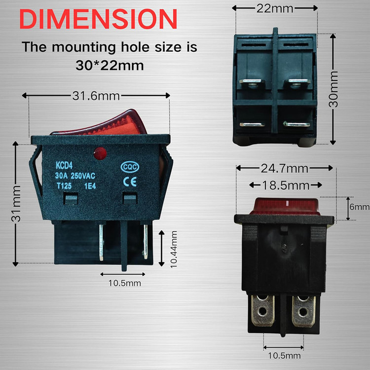 کلید راکر مدل 4 پایه کد KCD4-30A