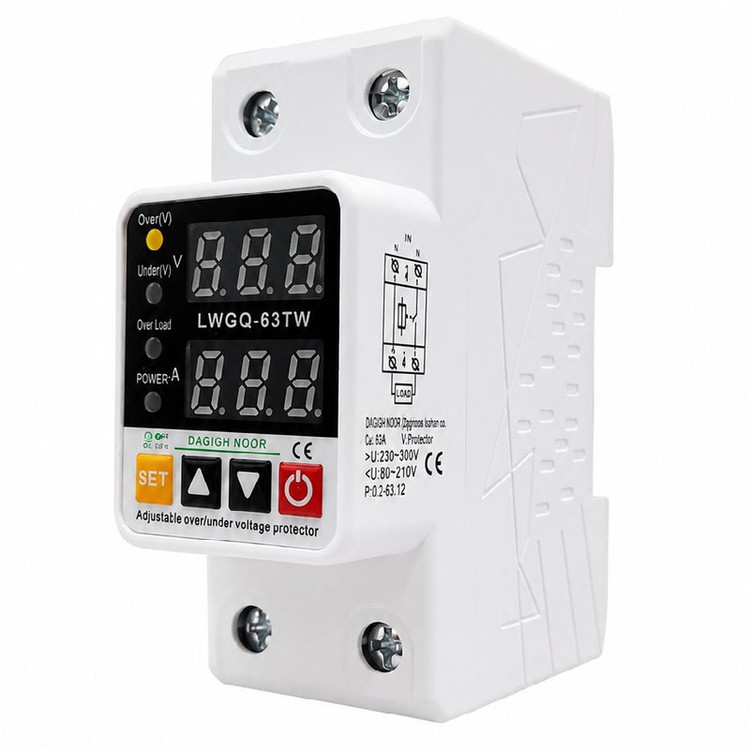 محافظ ولتاژ و جریان تک فاز دقیق نور مدل LWGQ-63TW