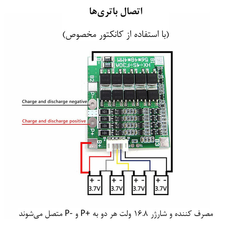 ماژول محافظ شارژ و دشارژ باتری لیتیومی مدل 4S-30A کد Ren-F30A
