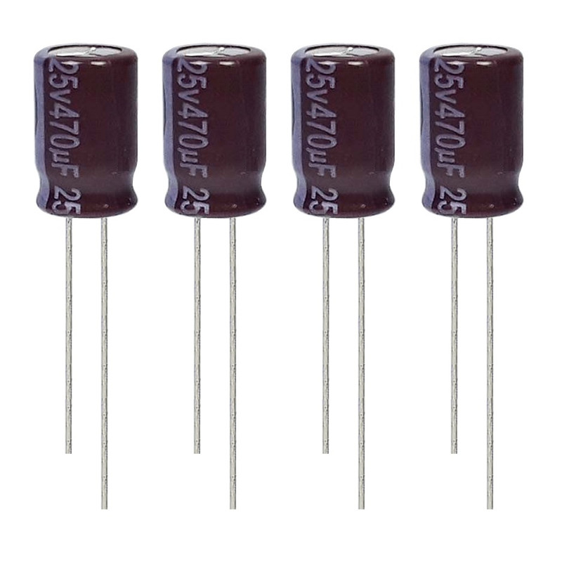 خازن الکترولیت 470 میکروفاراد 25 ولت آکسبوم مدل TEC-47125 بسته 4 عددی
