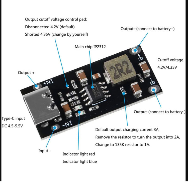 ماژول شارژر باتری لیتیوم 3 آمپر مدل FAST-IP2312