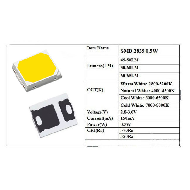 دیود LED مدل 2835Y بسته 500 عددی