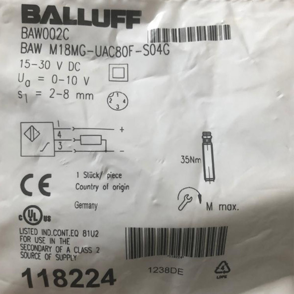 سنسور القایی بالوف مدل BAW M18MG-UAC80F-S04G