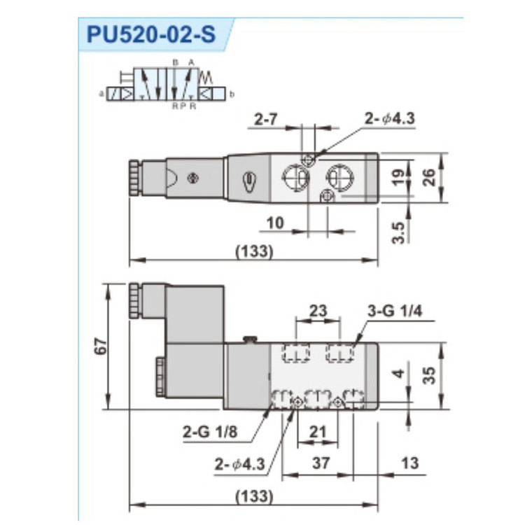 شیر برقی پنوماتیک شاکو مدل PU520-02-S-1/4-220v