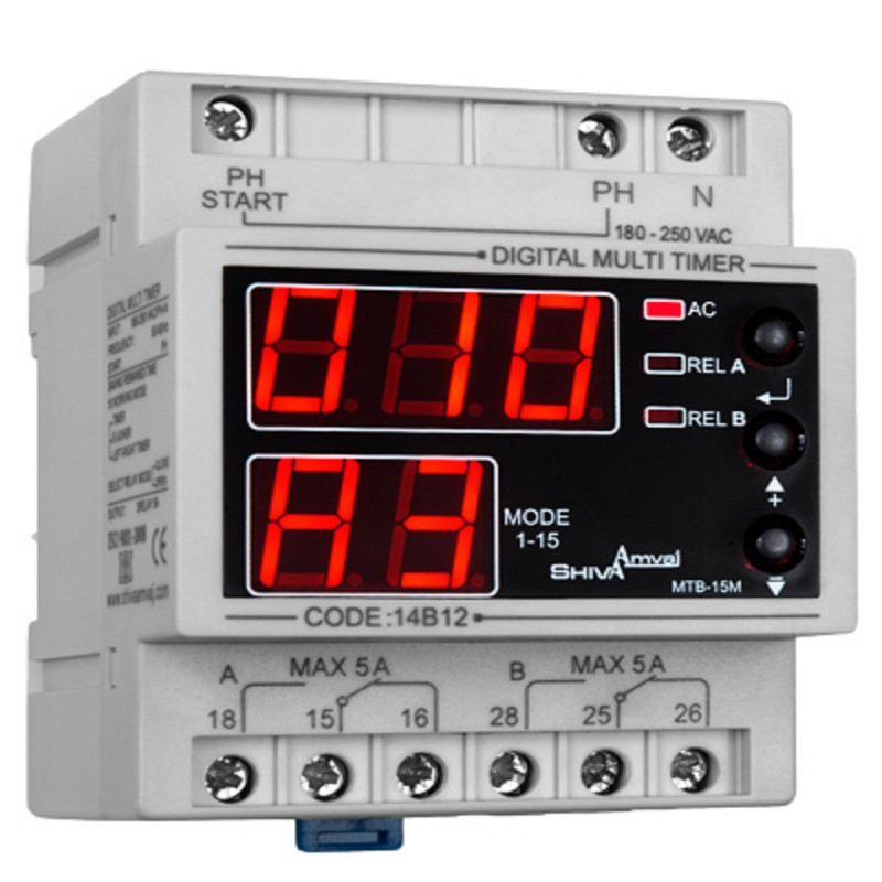مولتی تایمر دیجیتال شیوا امواج مدل MTB-15M کد 14B12 بسته چهار عددی