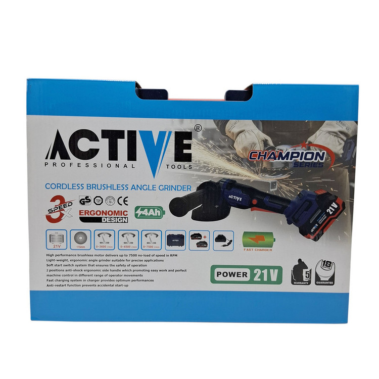 مینی فرز شارژی براشلس 115 میلی متری 21 ولت اکتیو مدل AC_7828CH