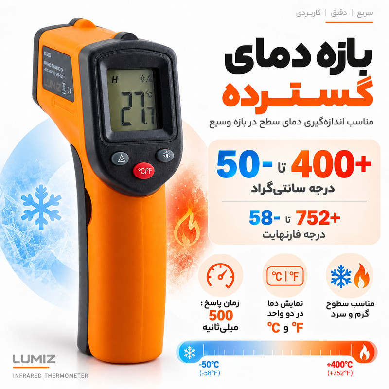 دماسنج ترمومتر لیزری لومیز مدل CX6000