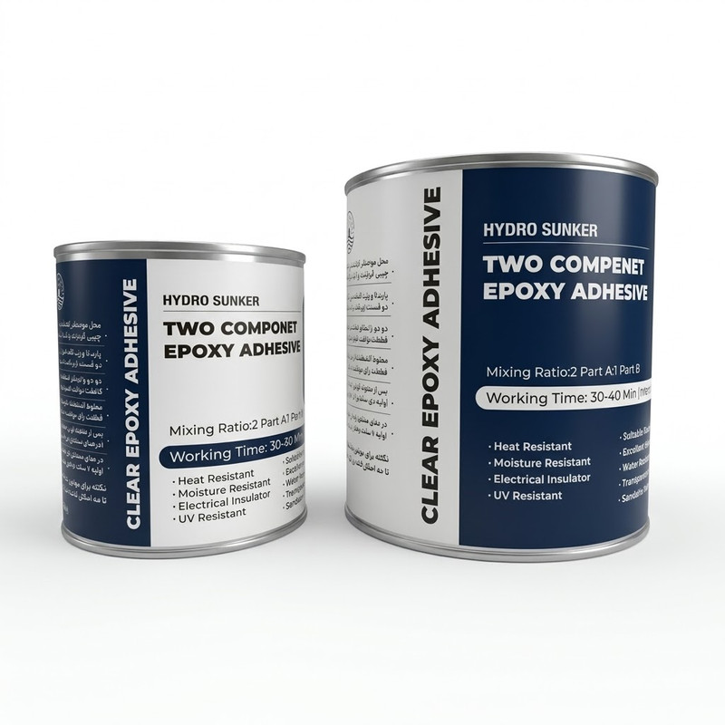 چسب اپوکسی شفاف دو جزئی هیدرو سانکر مدل CLEAR EPOXY وزن 1 کیلوگرم