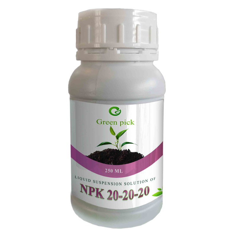 محلول مایع کود سه بیست گرین پیک مدل NPK 20 20 20 حجم 250 میلی لیتر