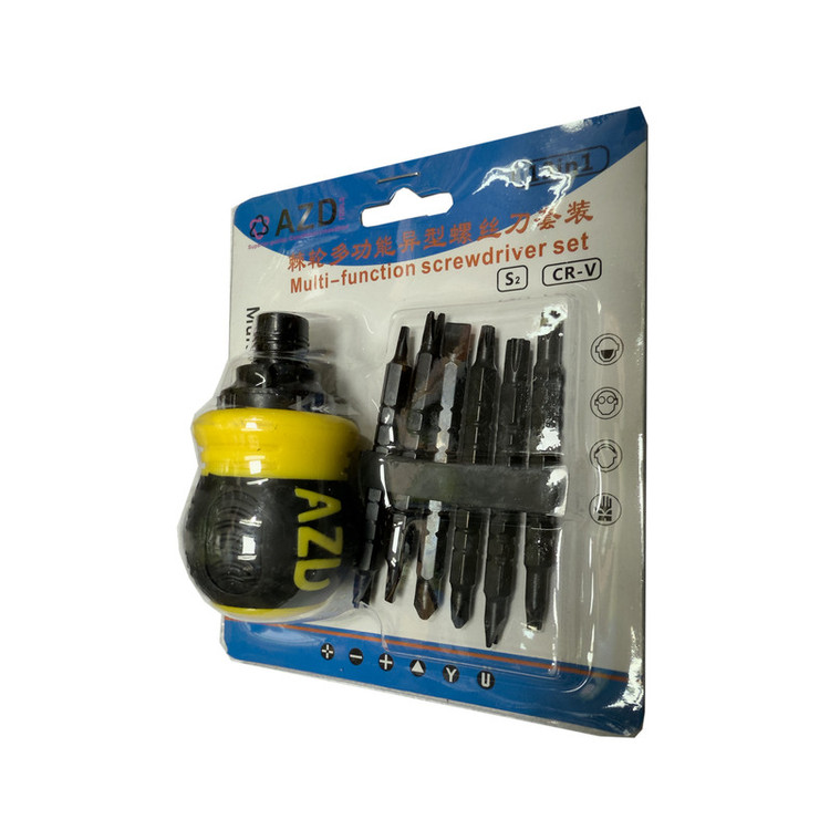 پیچ گوشتی مشتی جغجغه ای ای زد دی مدل همه کاره کد SMT-AZD-13IN1-S2-CR-V بسته 7 عددی