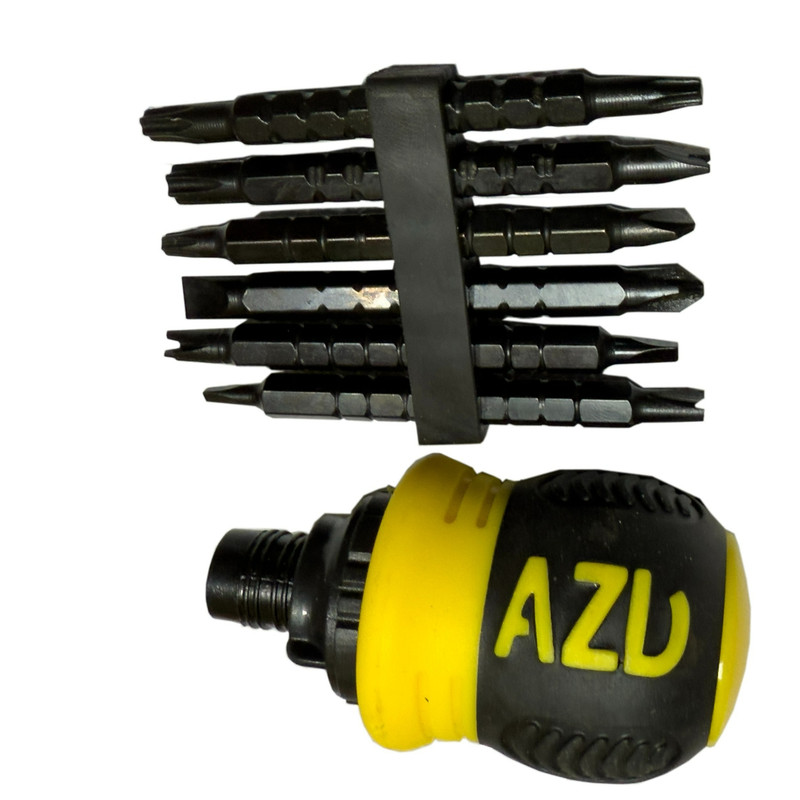 پیچ گوشتی مشتی جغجغه ای ای زد دی مدل  همه کاره کد SMT-AZD-13IN1-S2-CR-V بسته 7 عددی