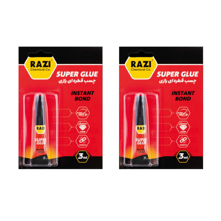 چسب قطره ای رازی مدل 102 حجم 3 میلی لیتر بسته 2 عددی